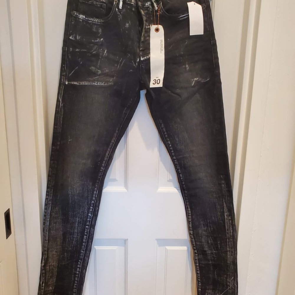 PURPLE  P001 DENIM BLACK WASH METALLIC SILVER 30